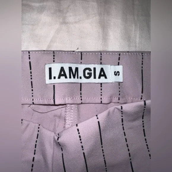 I.AM.GIA Like New pinkDominique Logo Stripe High Rise Tapered Straight leg pant